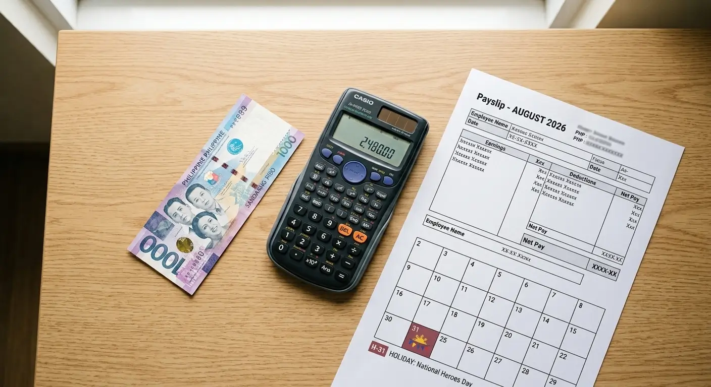 Payslip calculator National Heroes Day holiday pay computation Philippines