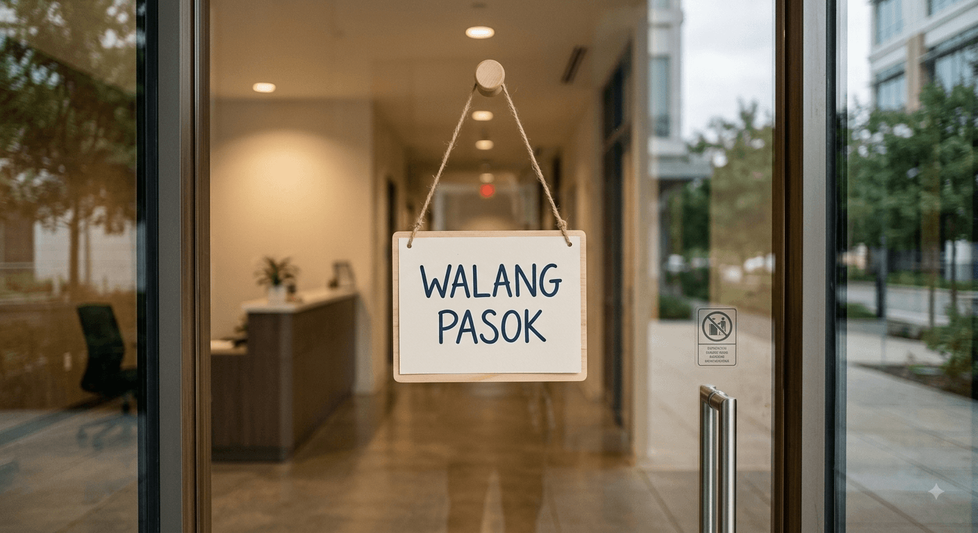 Walang pasok sign closed school office Ninoy Aquino Day Philippines