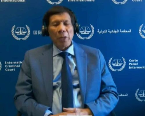 Initial apperance of suspect Rodrigo Roa Duterte.     GRAB FROM ICC